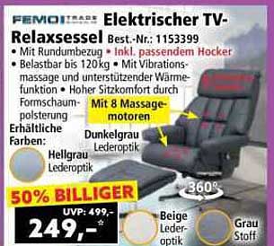 Elektrischer TV-Relaxsessel mit Rundbezug und Hocker