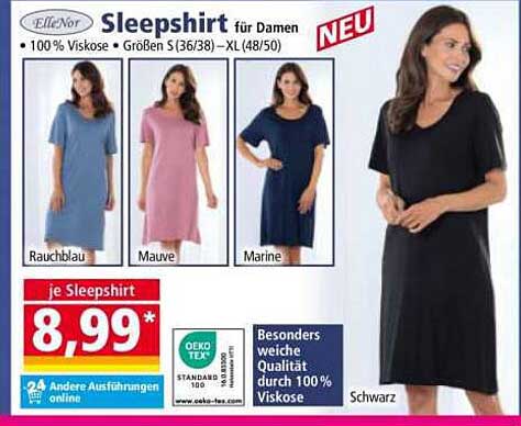 Ellenor Sleepshirt für Damen – Neu im Norma-Prospekt