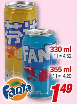 Fanta Berry 355ml und Fanta Ananas 330ml für nur 1,49 €