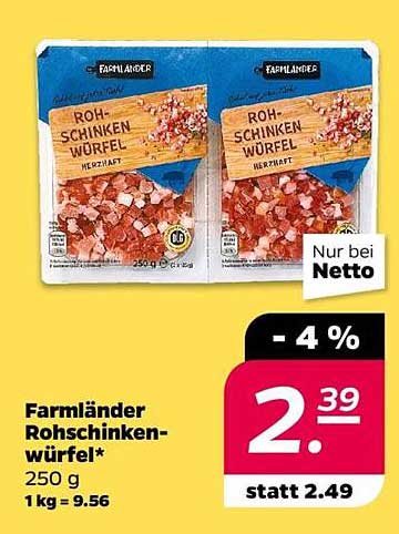 Farmländer Rohschinkenwürfel 250 g