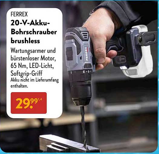FERREX 20-V-Akku-Bohrschrauber brushless