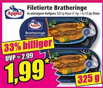 Filetierte Bratheringe in würzigem Aufguss 325-g-Dose