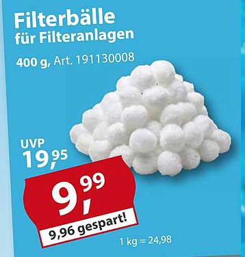 Filterbälle für Filteranlagen 400 g, Art. 191130008