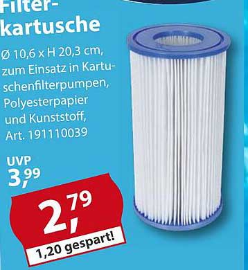 Filterkartusche Ø 10,6 x H 20,3 cm