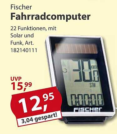 Fischer Fahrradcomputer mit 22 Funktionen, Solar und Funk