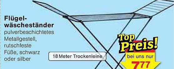 Flügelschutz-Wäscheständer mit 18 Metern Trockenleine