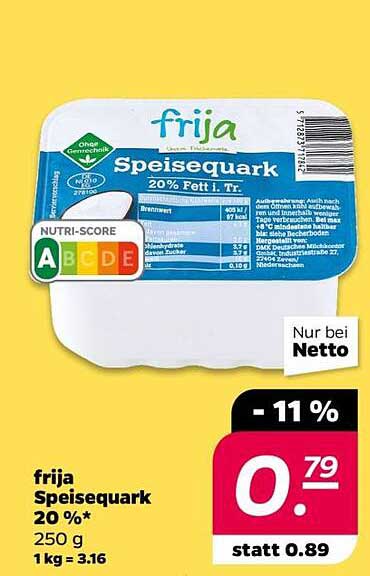 frija Speisequark 20 % Fett - 250 g