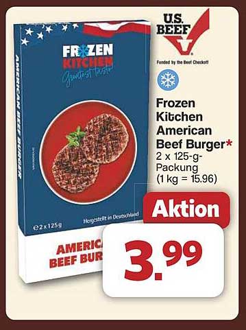Frozen Kitchen American Beef Burger 2 x 125-g-Packung