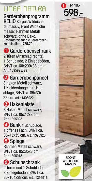 Garderobenprogramm KELIO - Front Wildeiche massiv