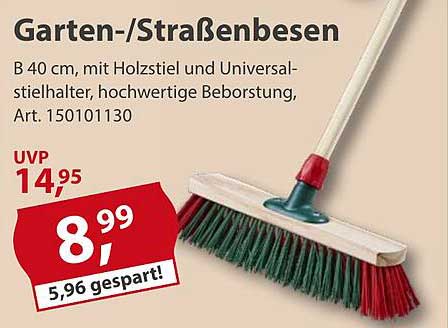Garten-/Straßenbesen B 40 cm mit Holzstiel