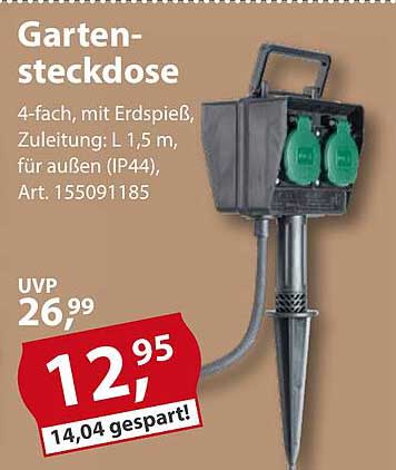 Gartensteckdose 4-fach mit Erdpieß