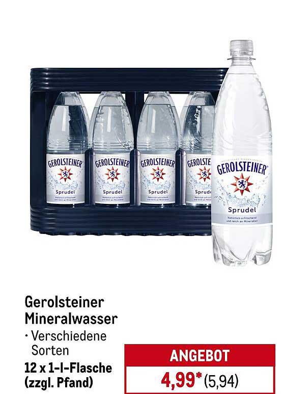 Gerolsteiner Mineralwasser 12 x 1-l-Flasche (zzgl. Pfand)