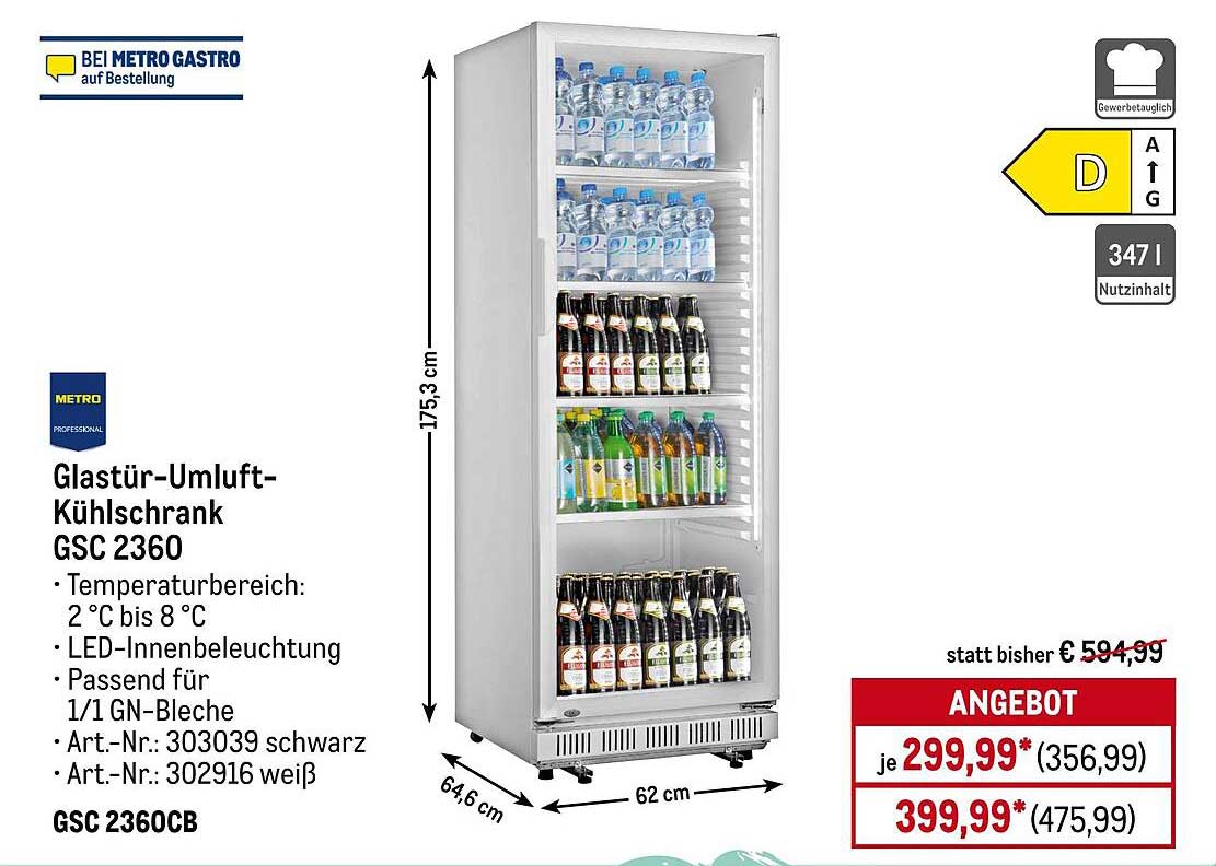 Glastür-Umluft-Kühlschrank GSC 2360