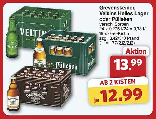 Grevensteiner, Veltins Helles Lager oder Pülleken – verschiedene Sorten