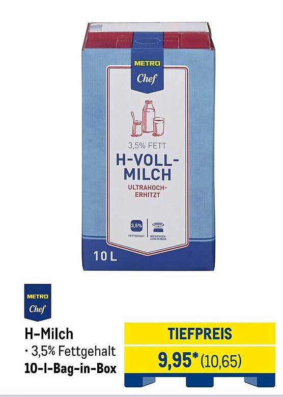 H-Milch 3,5% Fett 10-l-Bag-in-Box