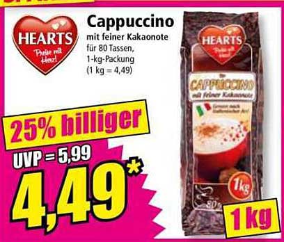 Hearts Cappuccino mit feiner Kakaonote 1 kg