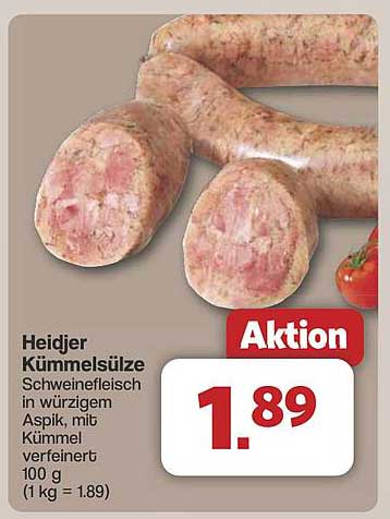 Heidjer Kümmelsülze Schweinefleisch in würzigem Aspik, mit Kümmel verfeinert