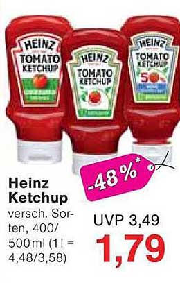 Heinz Ketchup verschiedene Sorten, 400/500 ml - Jetzt nur 1,79 €