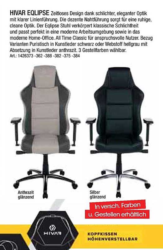 HIVAR EQLIPSE Bürostuhl – Zeitloses Design für Ihr Home-Office