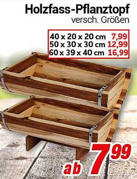 Holzfass-Pflanztopf versch. Größen