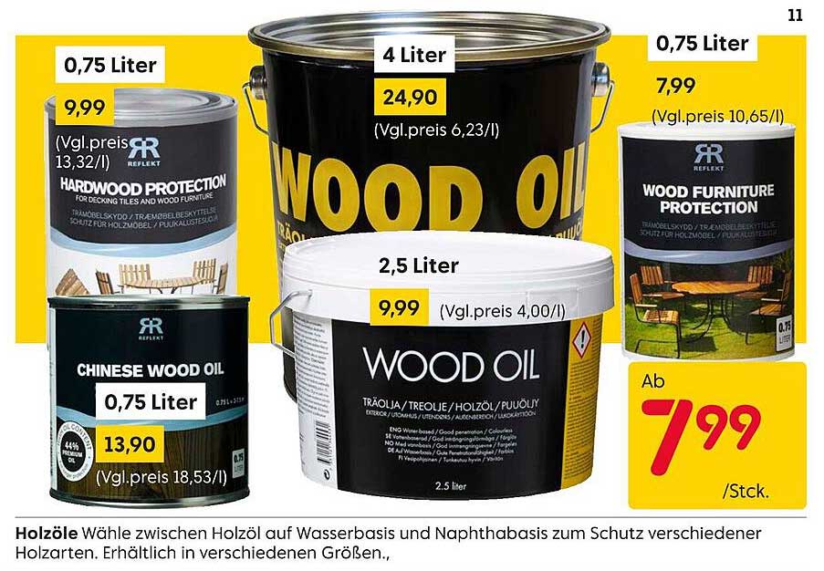 HOLZÖL 0,75 LITERS AB 7,99 €