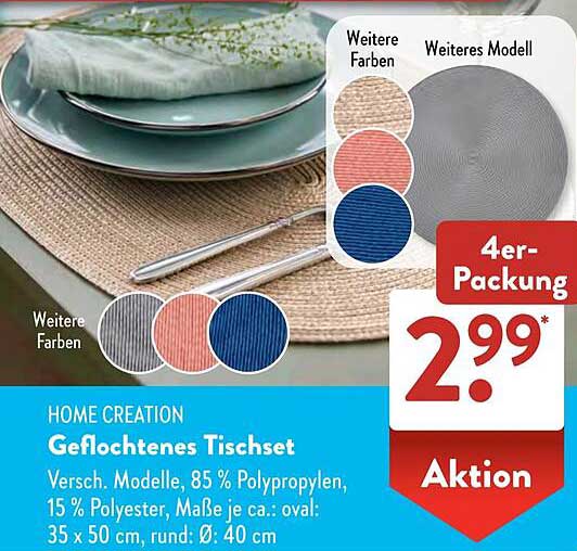 Home Creation Geflochtenes Tischset - 4er-Packung