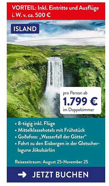 Island-Urlaub: 8-tägige Reise inkl. Flüge und Ausflüge