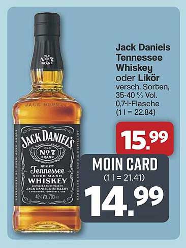 Jack Daniels Tennessee Whiskey oder Likör, 0,7 l