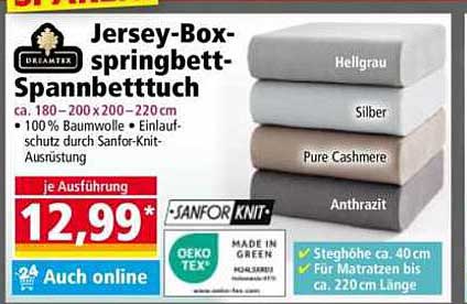 Jersey-Boxspringbett-Spannbettuch 180-220 cm