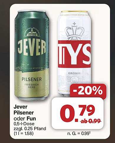 Jever Pilsener oder Fun 0,5-l-Dose