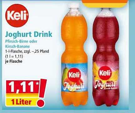 Keli Joghurt Drink – Pfirsich-Birne oder Kirsch-Banana