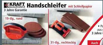 KRAFT Hand Schleifer Set mit Schleifpapier - 19-tlg. rund & 31-tlg. rechteckig