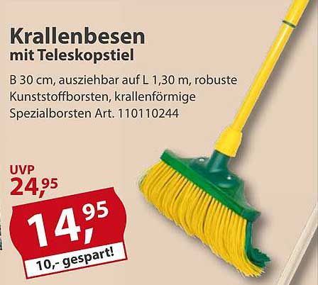 Krallenbesen mit Teleskopstiel