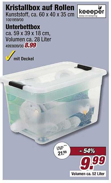 Kristallbox auf Rollen mit Deckel