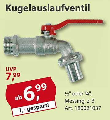 Kugelauslaufventil ½" oder ¾" aus Messing