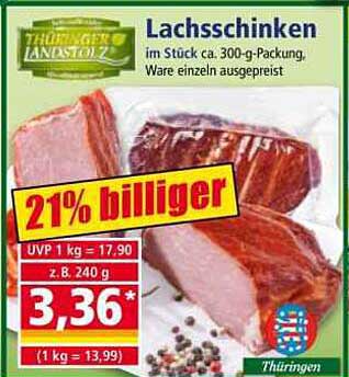 Lachsschinken im Stück - 300 g Packung