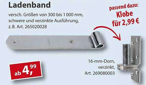 Ladenband - Verschiedene Größen von 300 bis 1000 mm