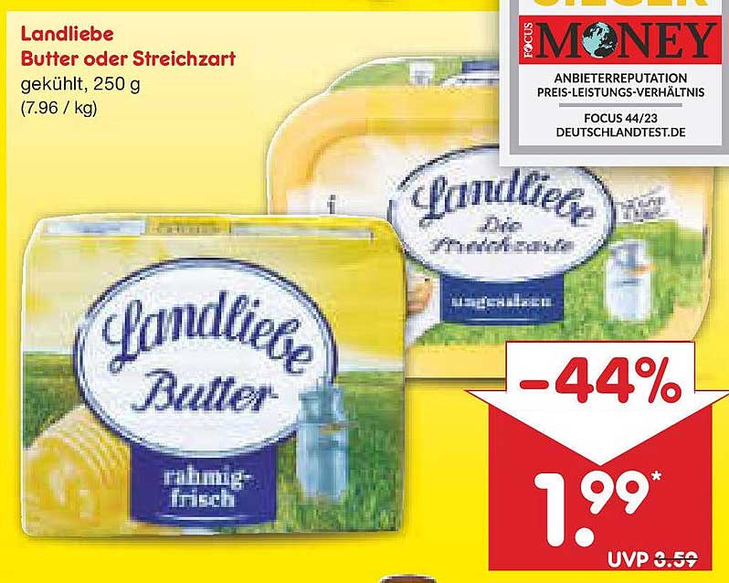 Landliebe Butter oder Streichzart 250 g