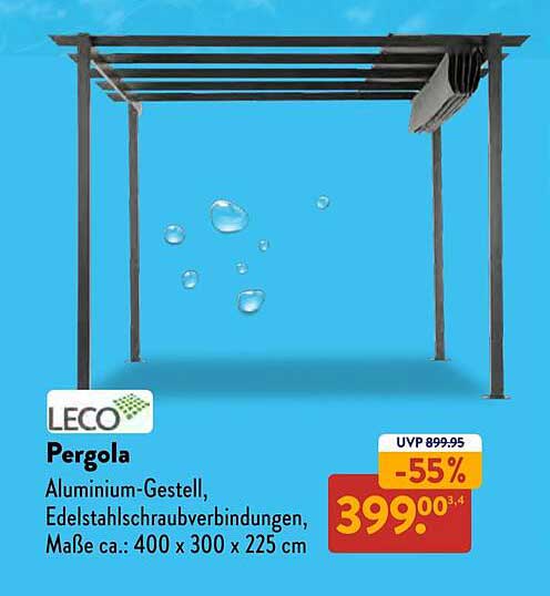 LECO Pergola Aluminium-Gestell mit Edelstahl-Schraubverbindungen