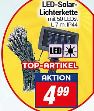 LED-Solar-Lichterkette mit 50 LEDs, L 7 m, IP44