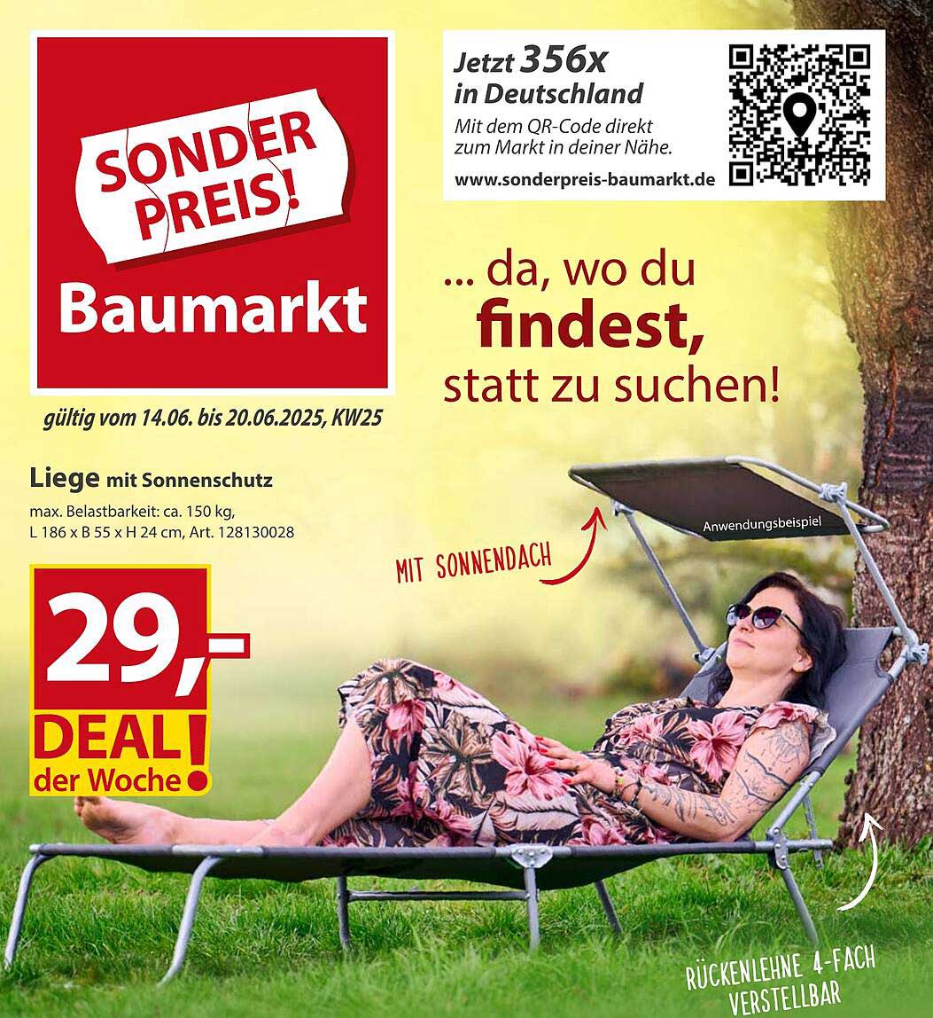 Liege mit Sonnenschutz