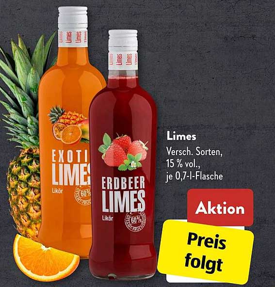 Limes Likör, verschiedene Sorten, 0,7 l-Flasche