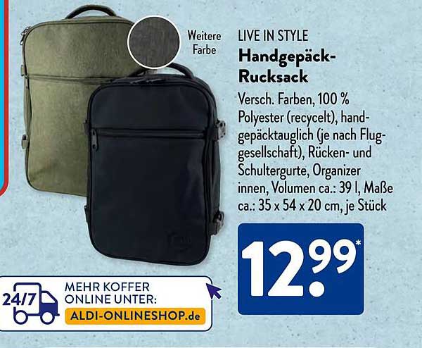 LIVE IN STYLE Handgepäck-Rucksack