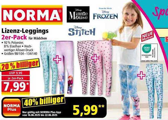 Lizenz-Leggings 2er-Pack für Mädchen
