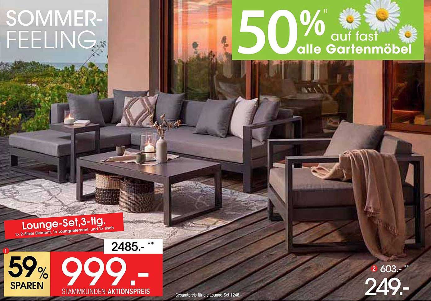 Lounge-Set, 3-tlg. – Sommerliches Ambiente für Ihren Garten