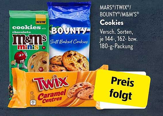 MARS®/TWIX®/BOUNTY®/M&M'S® Cookies – Verschiedene Sorten