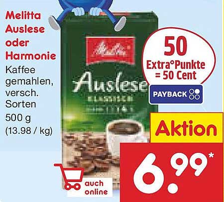 Melitta Auslese oder Harmonie 500 g - Kaffee gemahlen
