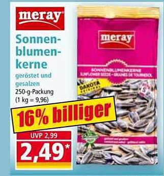 meray Sonnenblumenkerne geröstet und gesalzen 250-g-Packung