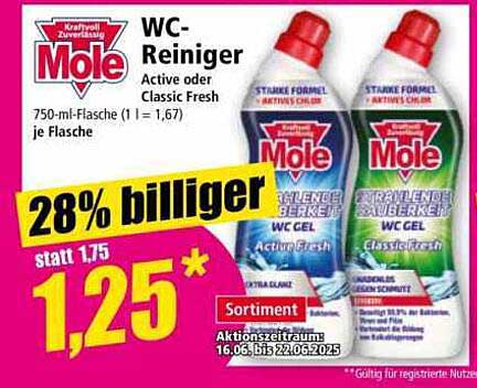 Mole WC-Reiniger Active oder Classic Fresh 750 ml Flasche