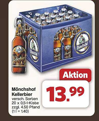 Mönchshof Kellerbier – 20 x 0,5 l Kiste
